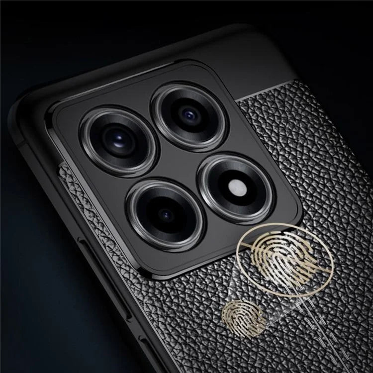 For Xiaomi 14T Case Litchi Texture TPU Flexible Phone Cover, Black