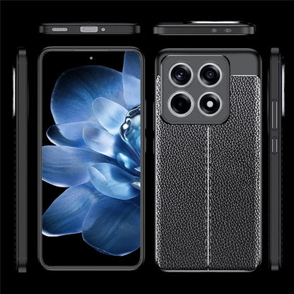 For Xiaomi 14T Pro Case Litchi Texture TPU Flexible Phone Cover, Black