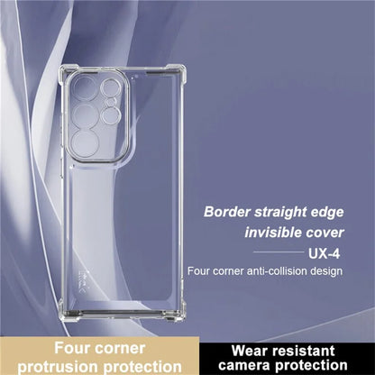IMAK UX-4 Series for Samsung Galaxy S23 Ultra Case Straight Frame Four Corner Shockproof Clear TPU Cover