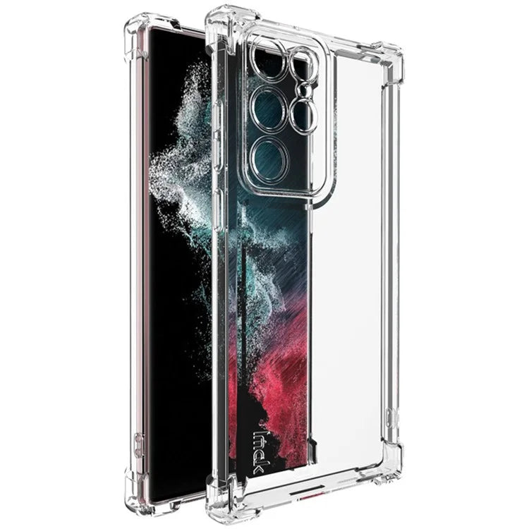 IMAK UX-4 Series for Samsung Galaxy S22 Ultra 5G Case Straight Frame Four Corner Shockproof Clear TPU Cover