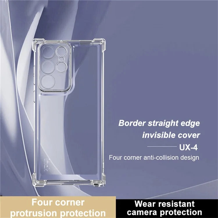 IMAK UX-4 Series for Samsung Galaxy S22 Ultra 5G Case Straight Frame Four Corner Shockproof Clear TPU Cover