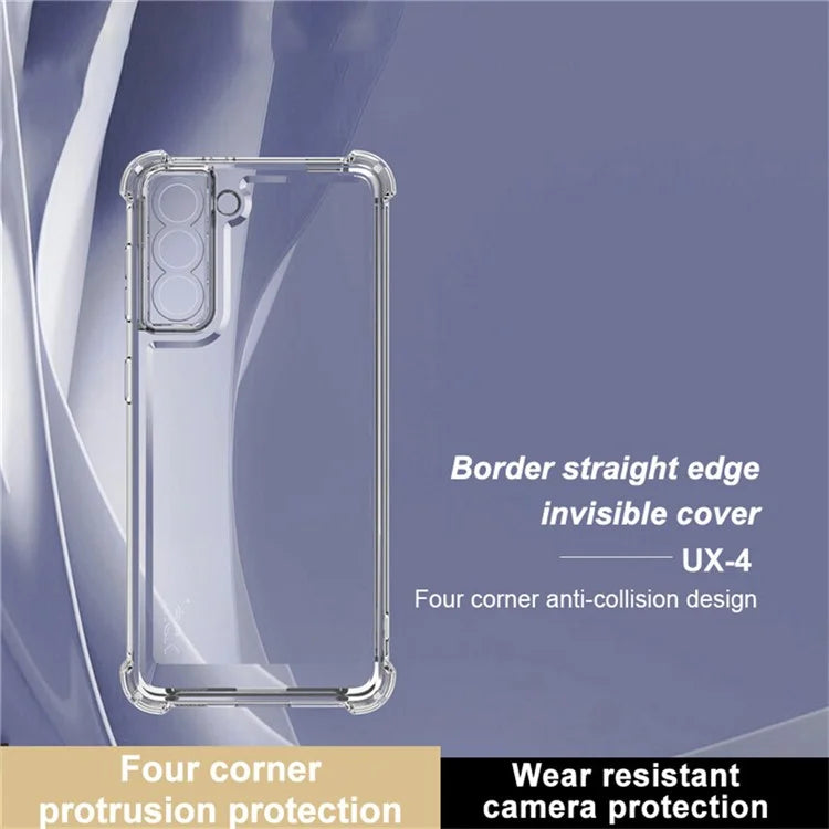 IMAK UX-4 Series for Samsung Galaxy S21 FE 5G Case Straight Frame Four Corner Shockproof Clear TPU Cover