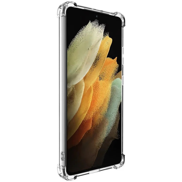IMAK UX-4 Series for Samsung Galaxy S21 Ultra 5G Case Straight Frame Four Corner Shockproof Clear TPU Cover