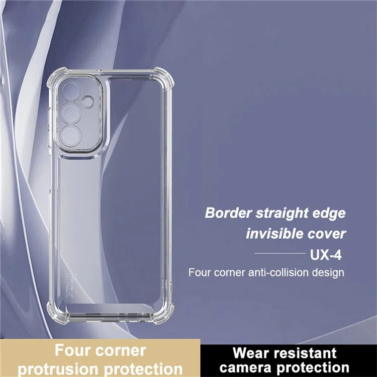 IMAK UX-4 Series for Samsung Galaxy A25 5G (Global) (161.0 x 76.5 x 8.3mm) Case Straight Frame Four Corner Shockproof Clear TPU Cover