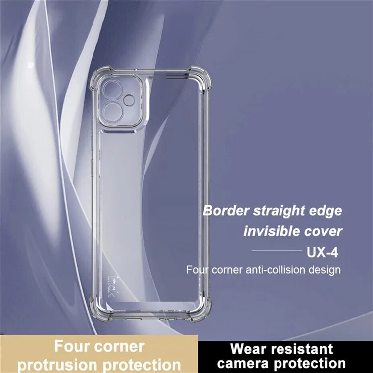 IMAK UX-4 Series for Samsung Galaxy F04 4G / M04 4G / A04e 4G Case Straight Frame Four Corner Shockproof Clear TPU Cover