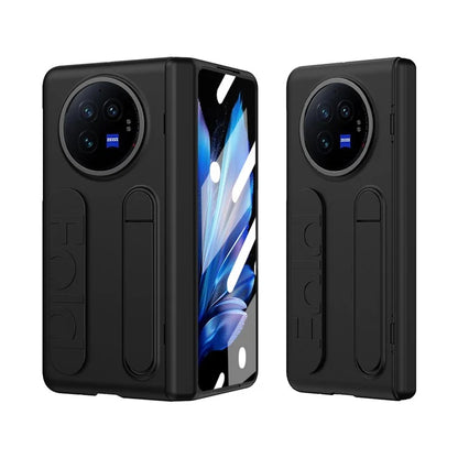 For vivo X Fold3 Case Kickstand Wristband PC Phone Cover with Tempered Glass Film
