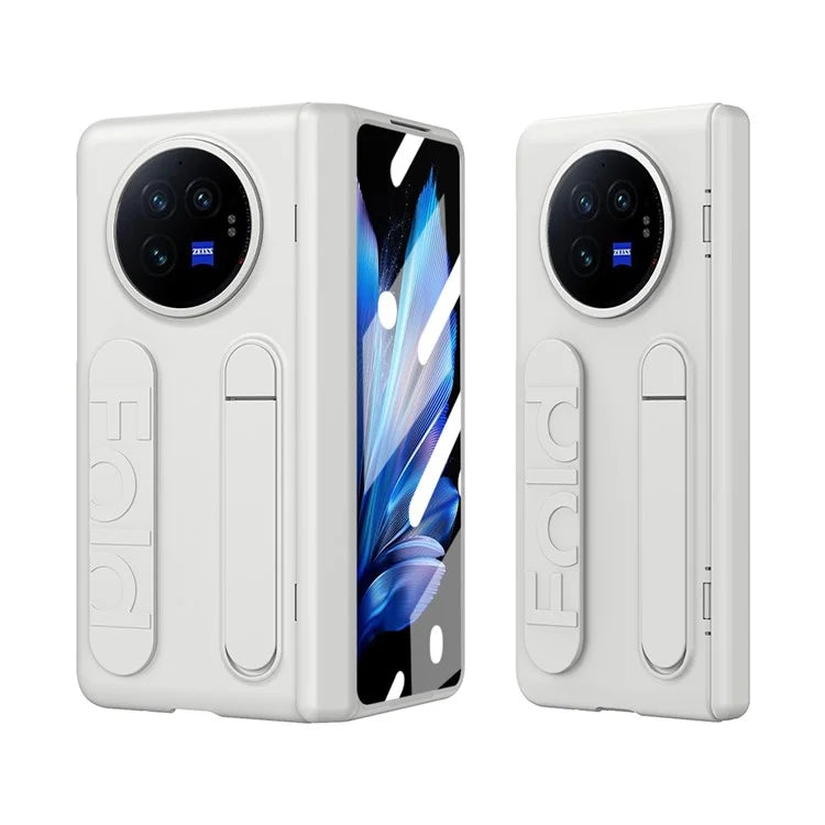 For vivo X Fold3 Case Kickstand Wristband PC Phone Cover with Tempered Glass Film