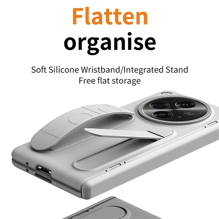 For Oppo Find N3 5G Case Kickstand Wristband PC Phone Cover with Tempered Glass Film