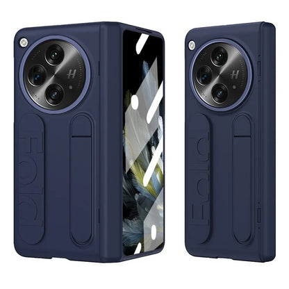 For Oppo Find N3 5G Case Kickstand Wristband PC Phone Cover with Tempered Glass Film