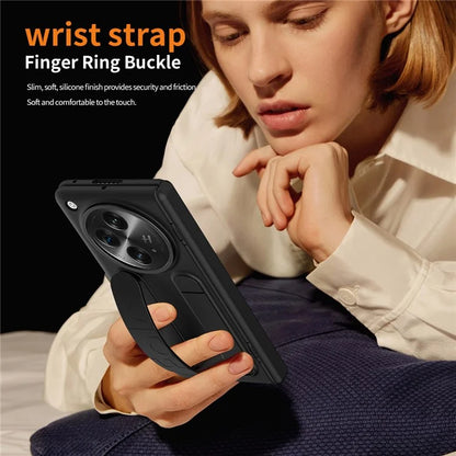 For Oppo Find N3 5G Case Kickstand Wristband PC Phone Cover with Tempered Glass Film