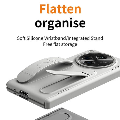For Oppo Find N3 5G Case Kickstand Wristband PC Phone Cover with Tempered Glass Film