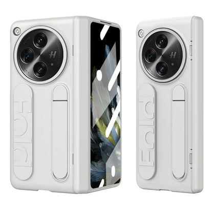 For Oppo Find N3 5G Case Kickstand Wristband PC Phone Cover with Tempered Glass Film