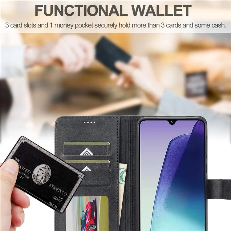 LC.IMEEKE For Xiaomi Redmi 14C 4G Case Calf Texture PU Leather Stand Wallet Phone Cover