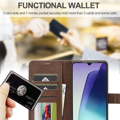 LC.IMEEKE For Xiaomi Redmi 14C 4G Case Calf Texture PU Leather Stand Wallet Phone Cover