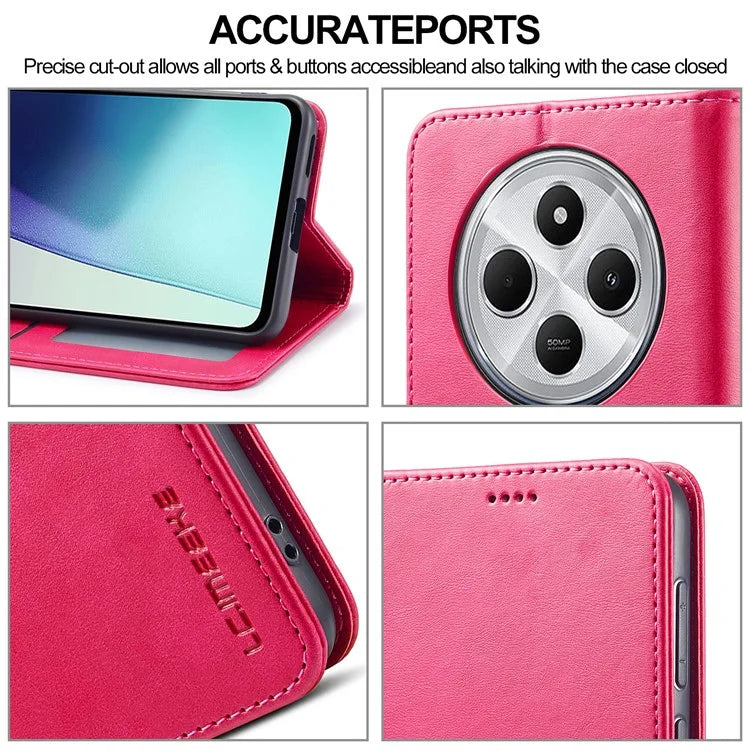 LC.IMEEKE For Xiaomi Redmi 14C 4G Case Calf Texture PU Leather Stand Wallet Phone Cover