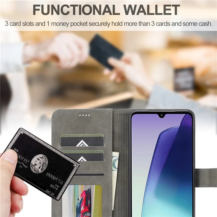 LC.IMEEKE For Xiaomi Redmi 14C 4G Case Calf Texture PU Leather Stand Wallet Phone Cover