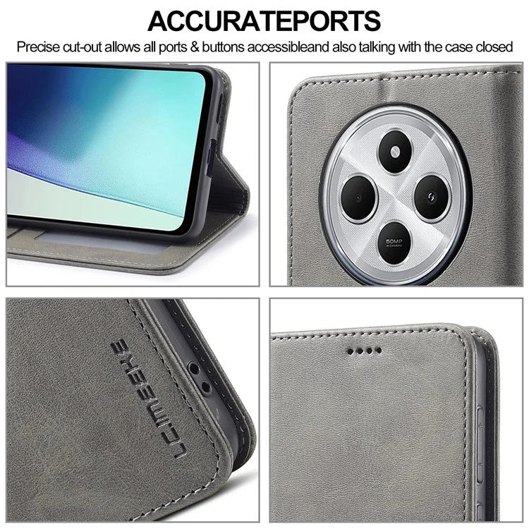 LC.IMEEKE For Xiaomi Redmi 14C 4G Case Calf Texture PU Leather Stand Wallet Phone Cover