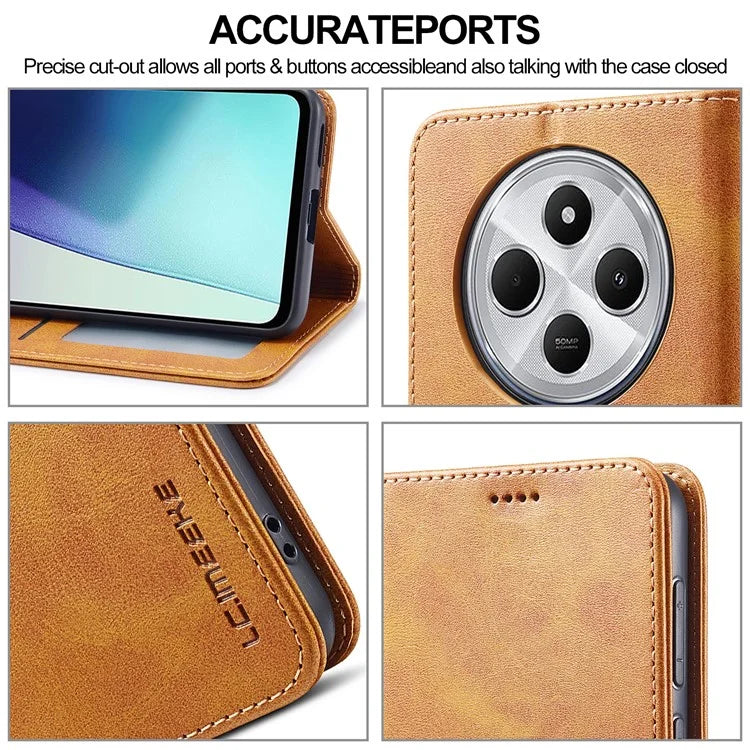 LC.IMEEKE For Xiaomi Redmi 14C 4G Case Calf Texture PU Leather Stand Wallet Phone Cover