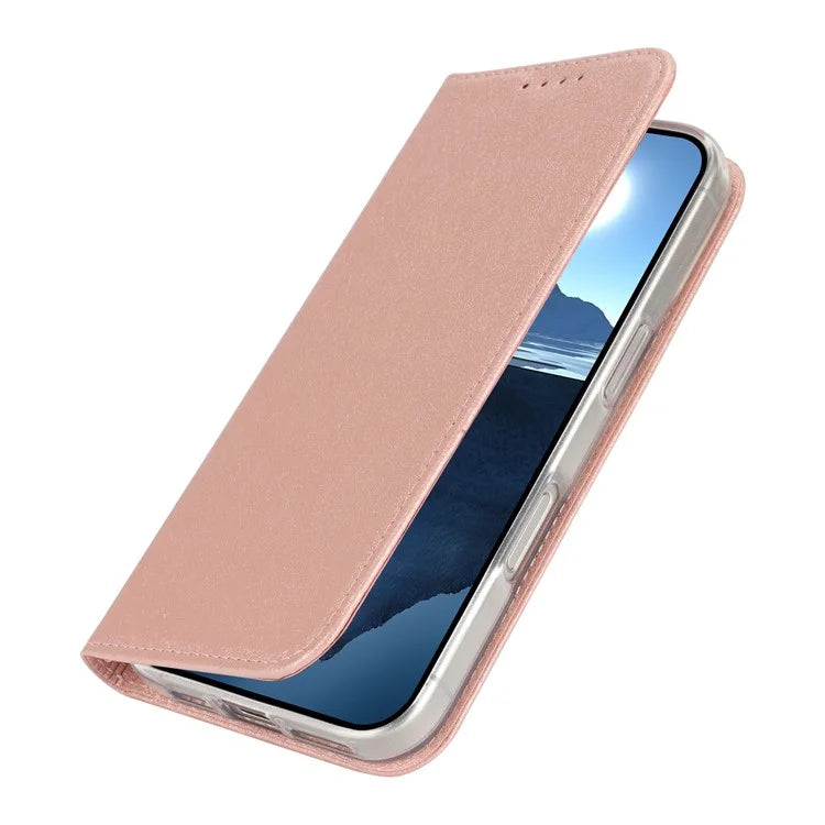 For iPhone 16 Plus Case PU Leather Silk Texture Magnetic Flip Phone Cover