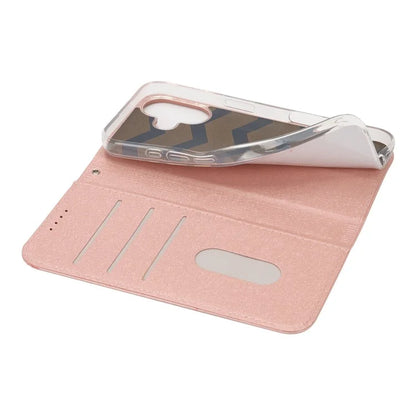 For iPhone 16 Plus Case PU Leather Silk Texture Magnetic Flip Phone Cover