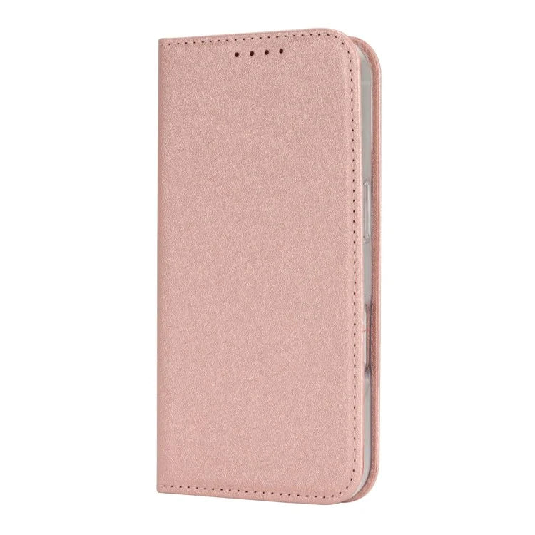 For iPhone 16 Plus Case PU Leather Silk Texture Magnetic Flip Phone Cover