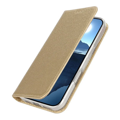 For iPhone 16 Plus Case PU Leather Silk Texture Magnetic Flip Phone Cover
