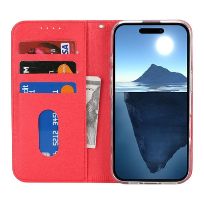 For iPhone 16 Plus Case PU Leather Silk Texture Magnetic Flip Phone Cover