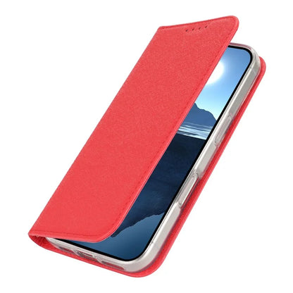 For iPhone 16 Plus Case PU Leather Silk Texture Magnetic Flip Phone Cover