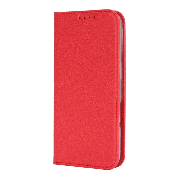 For iPhone 16 Plus Case PU Leather Silk Texture Magnetic Flip Phone Cover