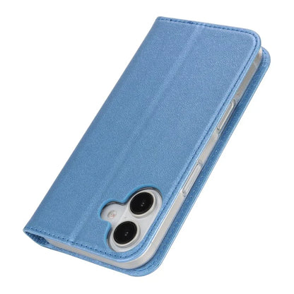 For iPhone 16 Plus Case PU Leather Silk Texture Magnetic Flip Phone Cover