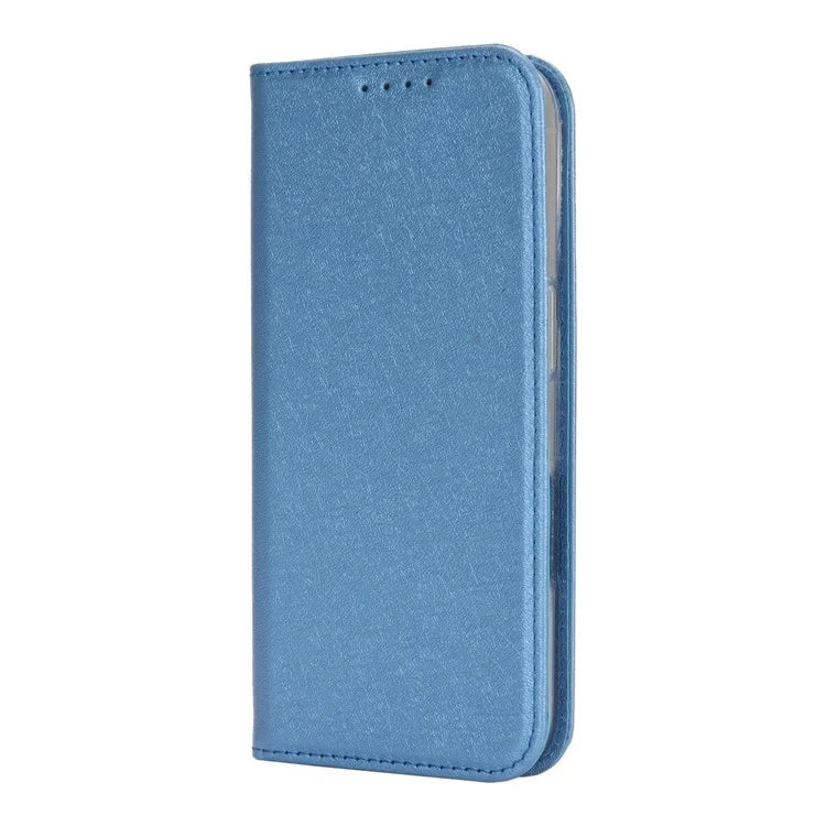 For iPhone 16 Plus Case PU Leather Silk Texture Magnetic Flip Phone Cover
