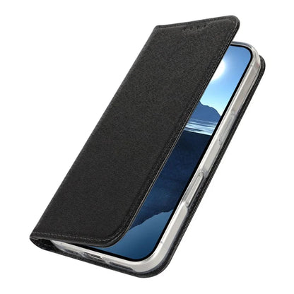 For iPhone 16 Plus Case PU Leather Silk Texture Magnetic Flip Phone Cover