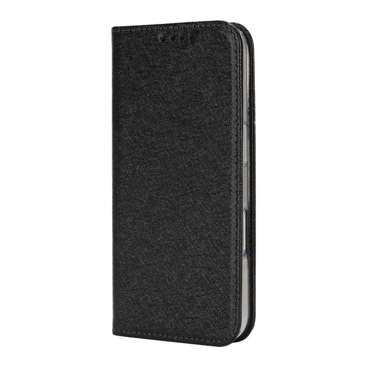 For iPhone 16 Plus Case PU Leather Silk Texture Magnetic Flip Phone Cover