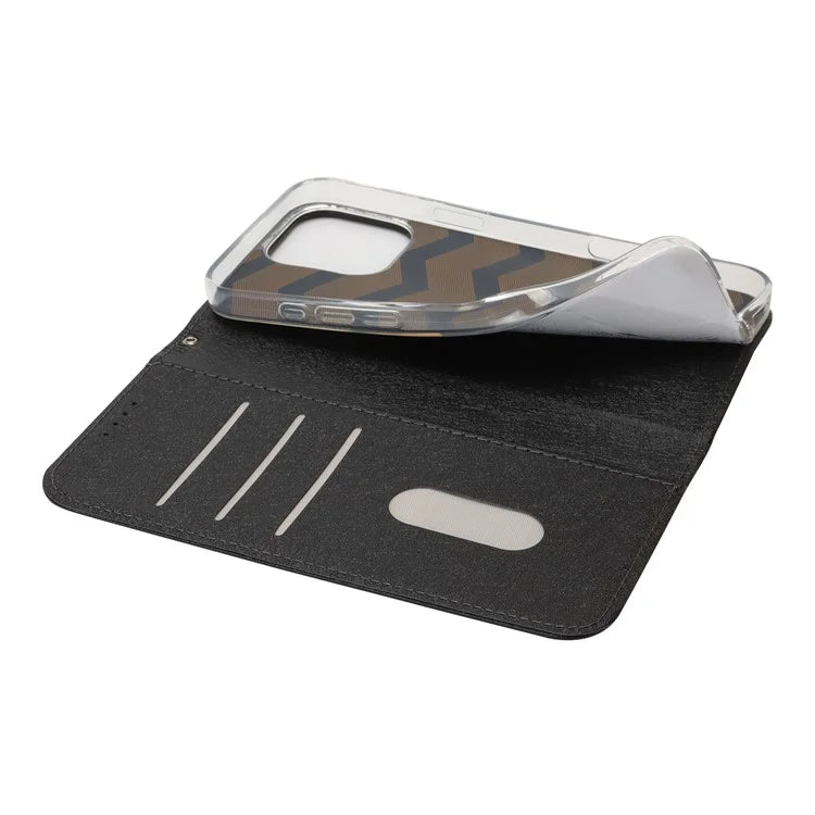 For iPhone 16 Pro Case PU Leather Silk Texture Magnetic Flip Phone Cover