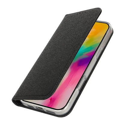 For iPhone 16 Pro Case PU Leather Silk Texture Magnetic Flip Phone Cover