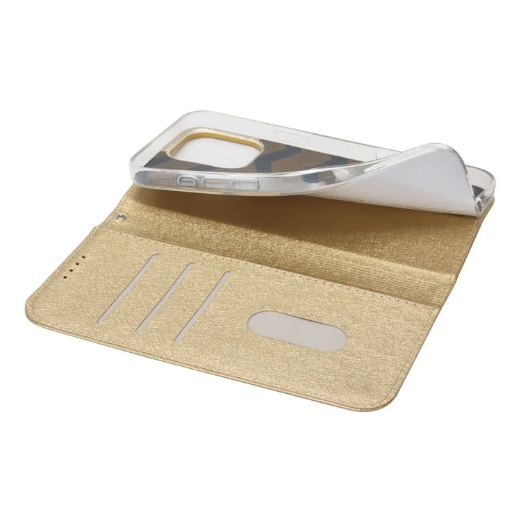 For iPhone 16 Pro Case PU Leather Silk Texture Magnetic Flip Phone Cover