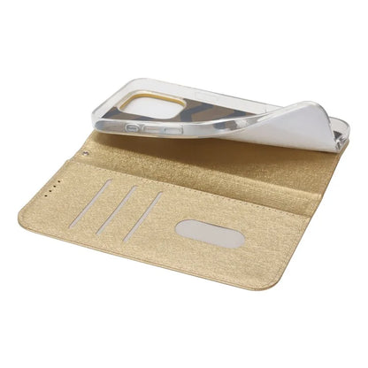 For iPhone 16 Pro Case PU Leather Silk Texture Magnetic Flip Phone Cover