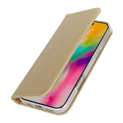 For iPhone 16 Pro Case PU Leather Silk Texture Magnetic Flip Phone Cover