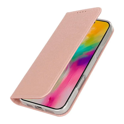 For iPhone 16 Pro Case PU Leather Silk Texture Magnetic Flip Phone Cover