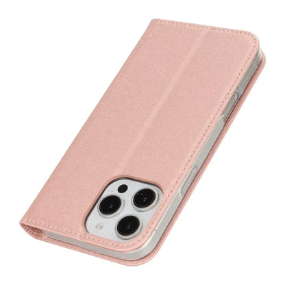 For iPhone 16 Pro Case PU Leather Silk Texture Magnetic Flip Phone Cover