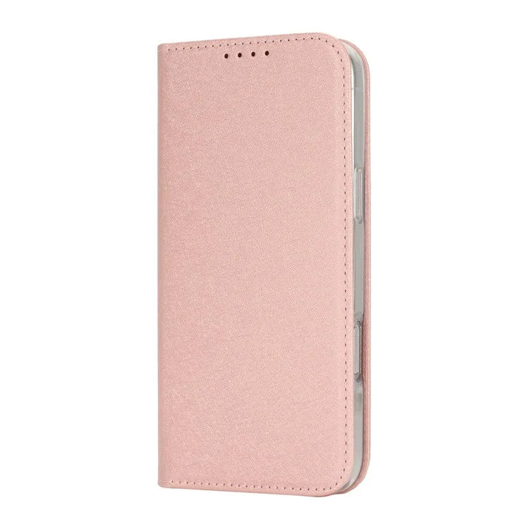 For iPhone 16 Pro Case PU Leather Silk Texture Magnetic Flip Phone Cover
