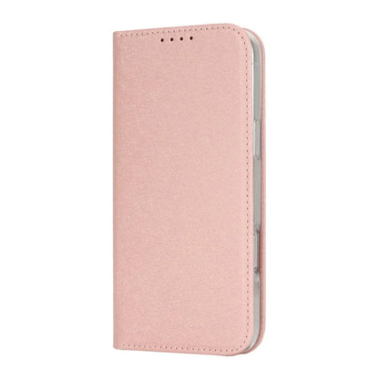 For iPhone 16 Pro Case PU Leather Silk Texture Magnetic Flip Phone Cover