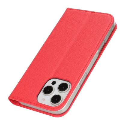 For iPhone 16 Pro Case PU Leather Silk Texture Magnetic Flip Phone Cover