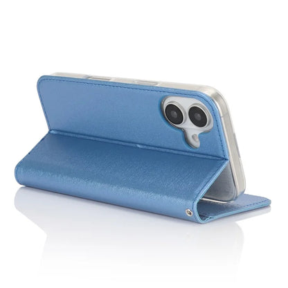For iPhone 16 Case PU Leather Silk Texture Magnetic Flip Phone Cover