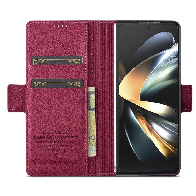 LC.IMEEKE L1 For Samsung Galaxy Z Fold3 5G Stand Case Texture PU Leather Wallet Phone Cover