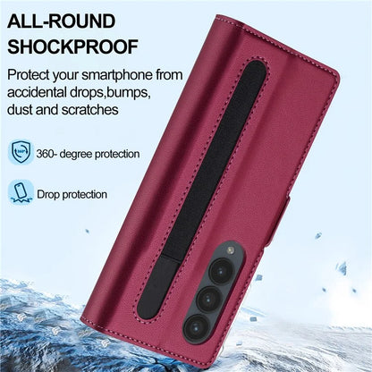 LC.IMEEKE L1 For Samsung Galaxy Z Fold3 5G Stand Case Texture PU Leather Wallet Phone Cover