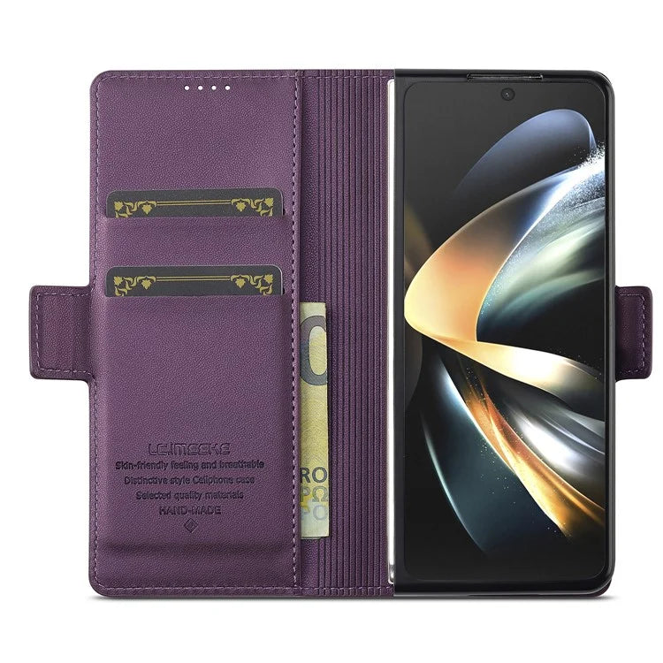 LC.IMEEKE L1 For Samsung Galaxy Z Fold3 5G Stand Case Texture PU Leather Wallet Phone Cover