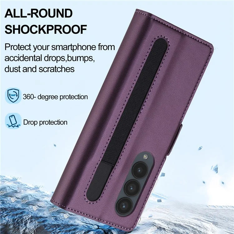 LC.IMEEKE L1 For Samsung Galaxy Z Fold3 5G Stand Case Texture PU Leather Wallet Phone Cover