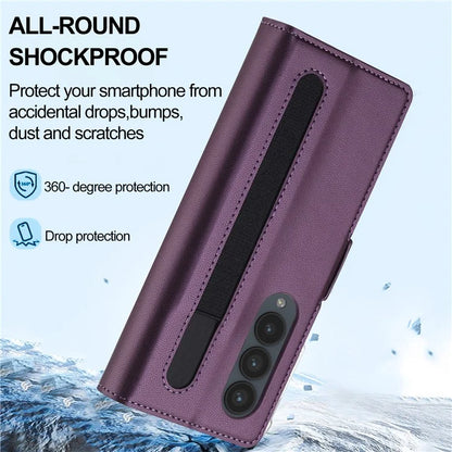 LC.IMEEKE L1 For Samsung Galaxy Z Fold3 5G Stand Case Texture PU Leather Wallet Phone Cover