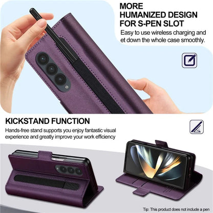 LC.IMEEKE L1 For Samsung Galaxy Z Fold3 5G Stand Case Texture PU Leather Wallet Phone Cover